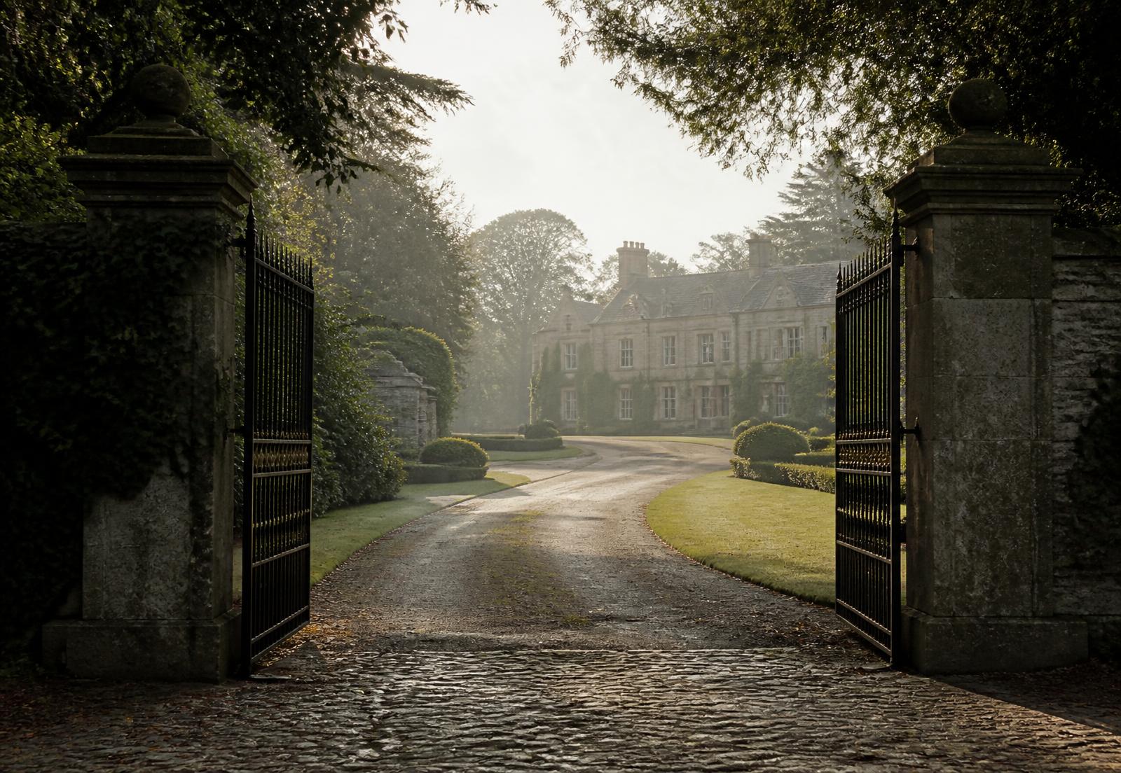 Gated entrance to a prestigious private estate